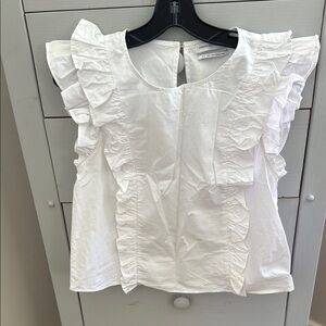 Urban Outfitters White Flutter Sleeve Ruffled Blouse Brand New